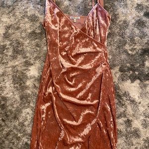 Pink Velvet Mini Dress w/ Asymmetrical Hem